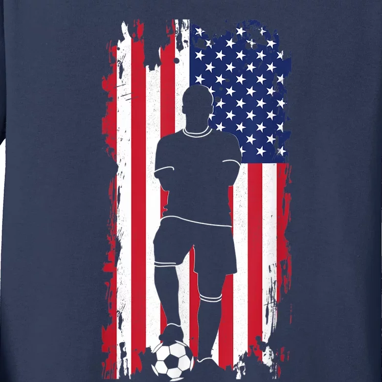 American Flag Soccer Apparel - Soccer Kids Long Sleeve Shirt