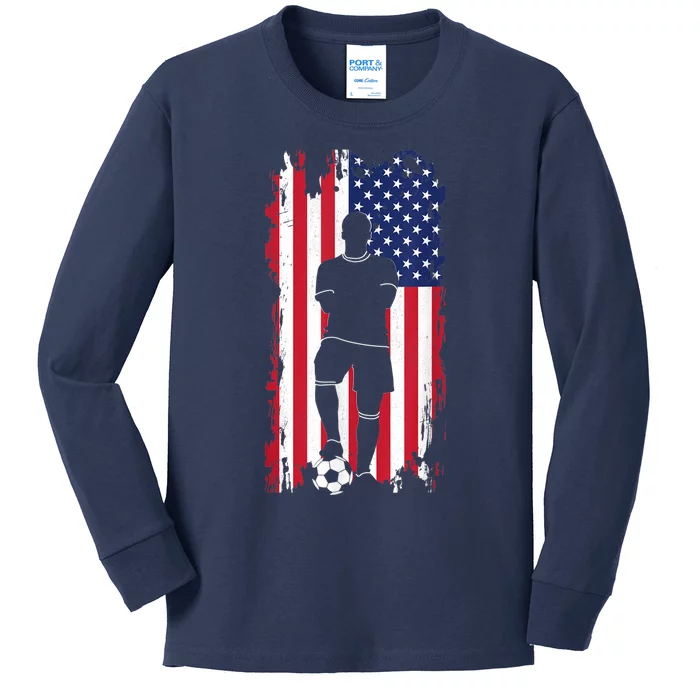 American Flag Soccer Apparel - Soccer Kids Long Sleeve Shirt