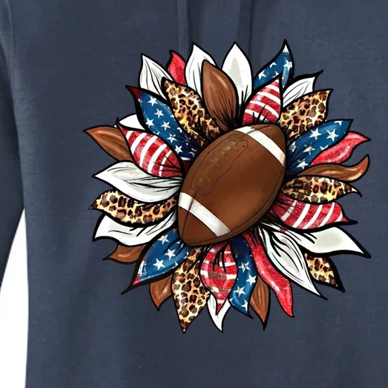 American Football Sunflower Great Gift American Flag Sunflower Gift Women's Pullover Hoodie