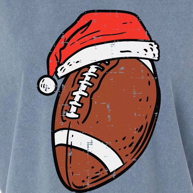 American Football Santa Hat Sports Christmas Xmas Funny Garment-Dyed Women's Muscle Tee