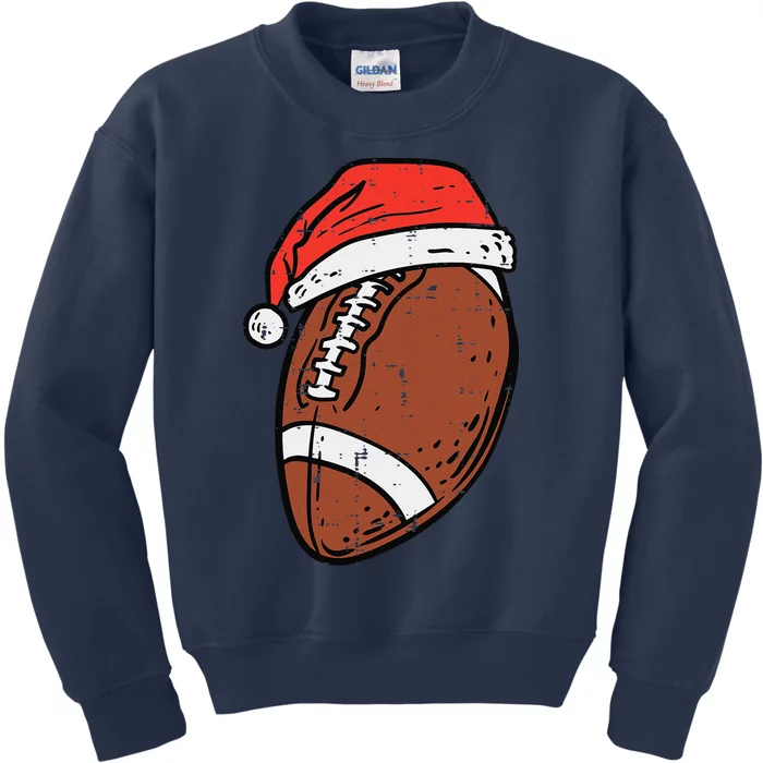 American Football Santa Hat Sports Christmas Xmas Funny Kids Sweatshirt