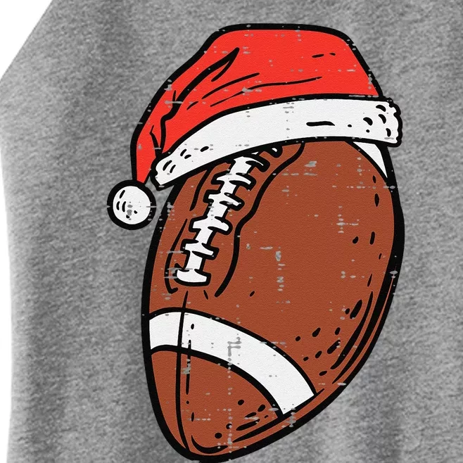 American Football Santa Hat Sports Christmas Xmas Funny Women’s Perfect Tri Rocker Tank