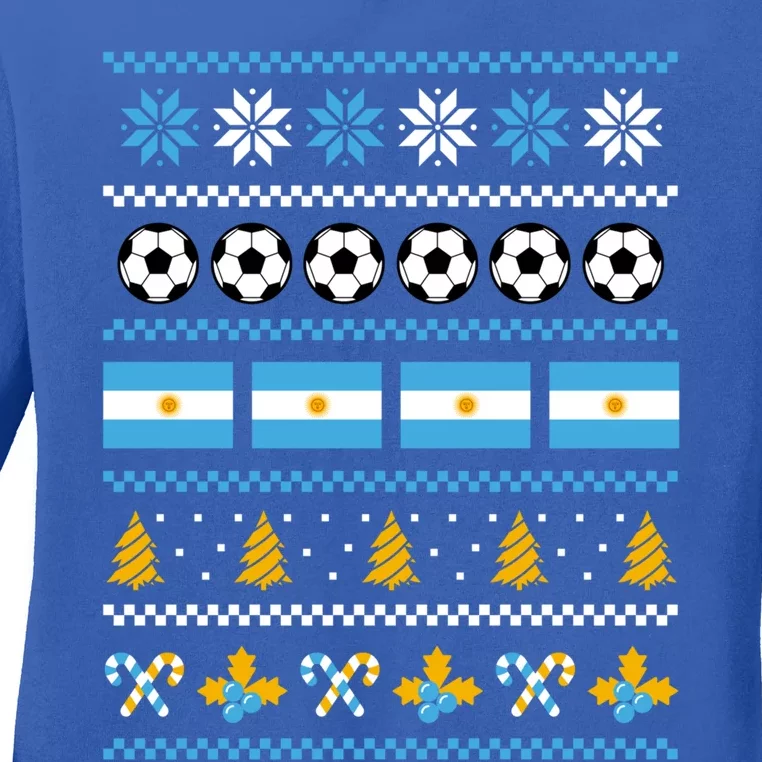 Argentinian Flag Soccer Ugly Christmas Sweater Argentina Cute Gift Ladies Long Sleeve Shirt