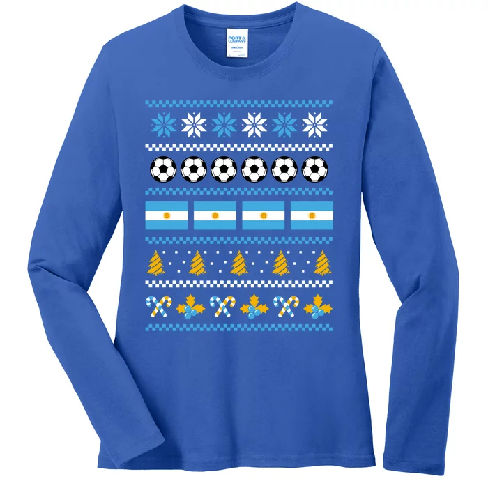 Argentinian Flag Soccer Ugly Christmas Sweater Argentina Cute Gift Ladies Long Sleeve Shirt