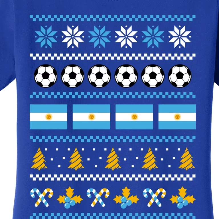 Argentinian Flag Soccer Ugly Christmas Sweater Argentina Cute Gift Women's T-Shirt