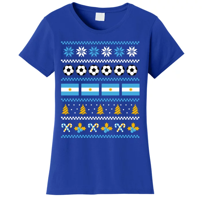 Argentinian Flag Soccer Ugly Christmas Sweater Argentina Cute Gift Women's T-Shirt