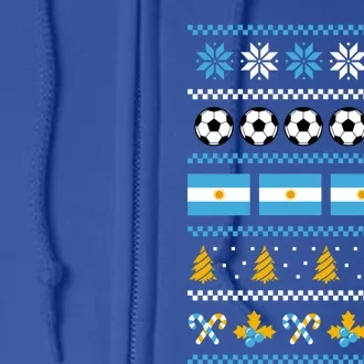 Argentinian Flag Soccer Ugly Christmas Sweater Argentina Cute Gift Full Zip Hoodie