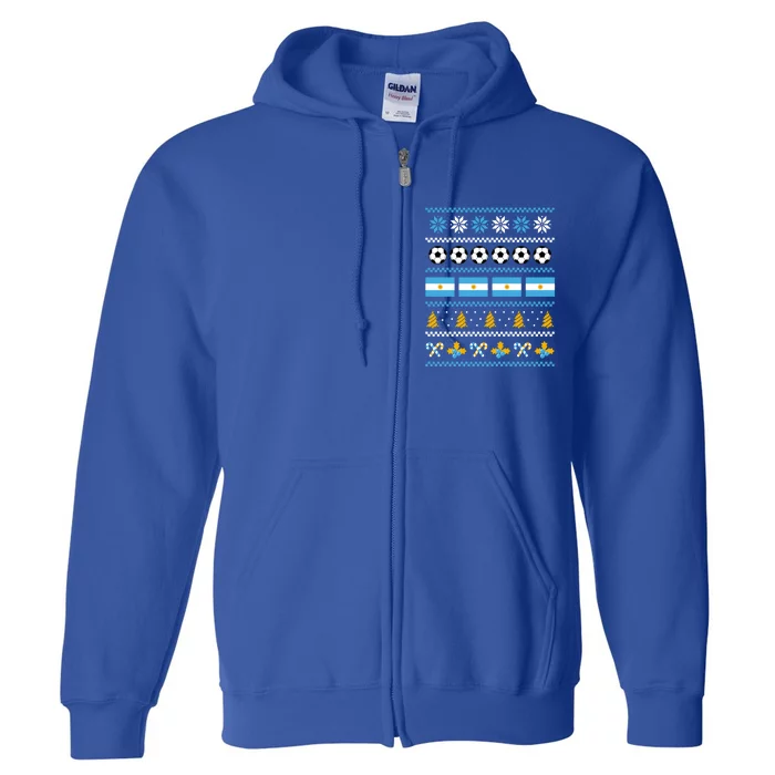 Argentinian Flag Soccer Ugly Christmas Sweater Argentina Cute Gift Full Zip Hoodie