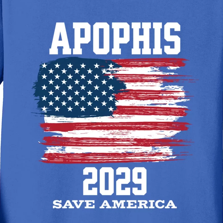 American Flag Save America Asteroid 2029 Apophis Meaningful Gift Kids Long Sleeve Shirt