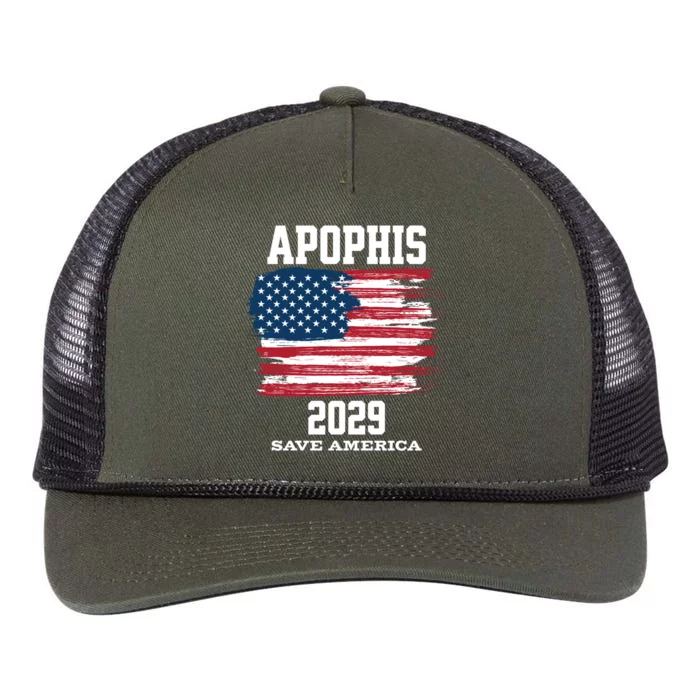 American Flag Save America Asteroid 2029 Apophis Meaningful Gift Retro Rope Trucker Hat Cap