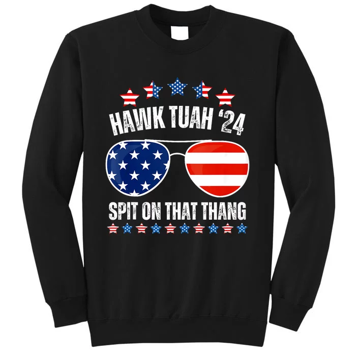 American Flag Sunglasses Hawk Tuah 24 Spit On That Thang Sweatshirt