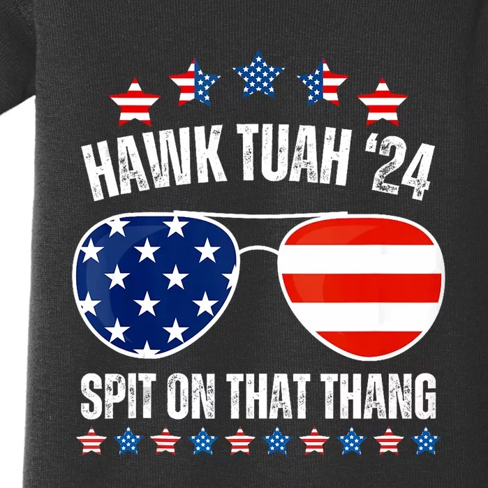 American Flag Sunglasses Hawk Tuah 24 Spit On That Thang Baby Bodysuit