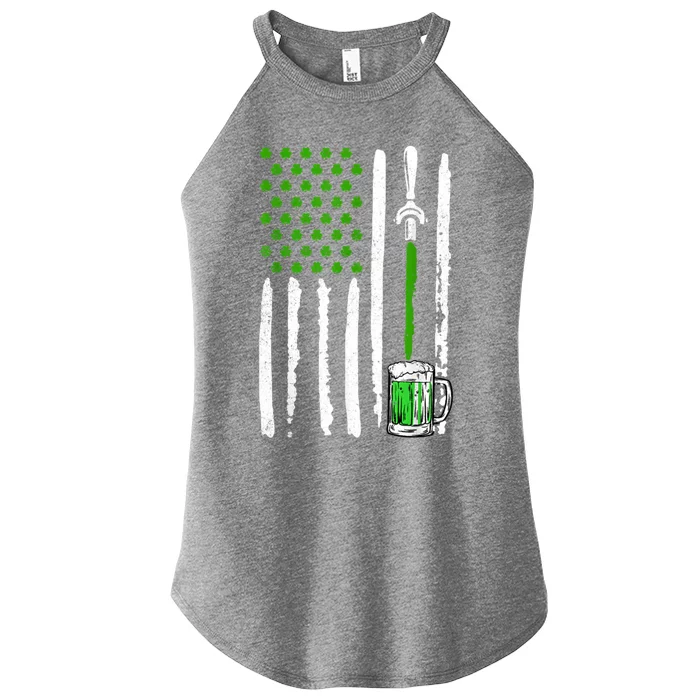 American Flag St Patrick's Day Shamrock Ing Beer Irish Funny Gift Women’s Perfect Tri Rocker Tank