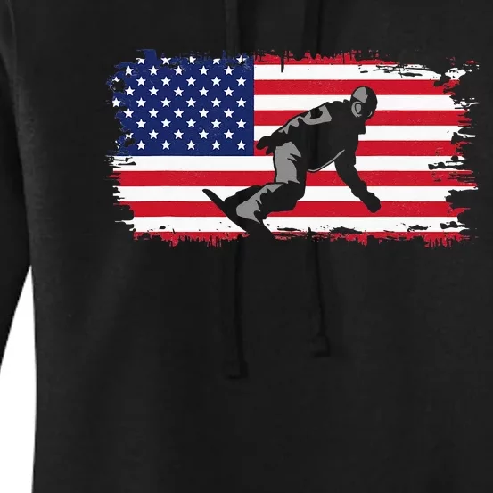 American Flag Snowboard Apparel Snowboarding Snowboard Women's Pullover Hoodie