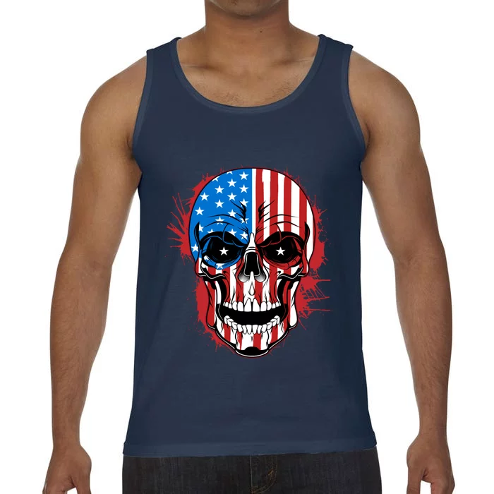 American Flag Skull 4th Of July Skeleton Patriotic Gift Comfort Colors® Tank Top