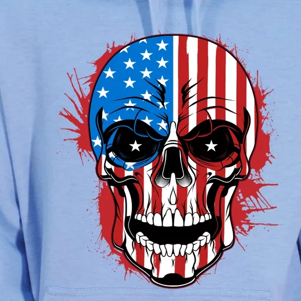 American Flag Skull 4th Of July Skeleton Patriotic Gift Unisex Surf Hoodie