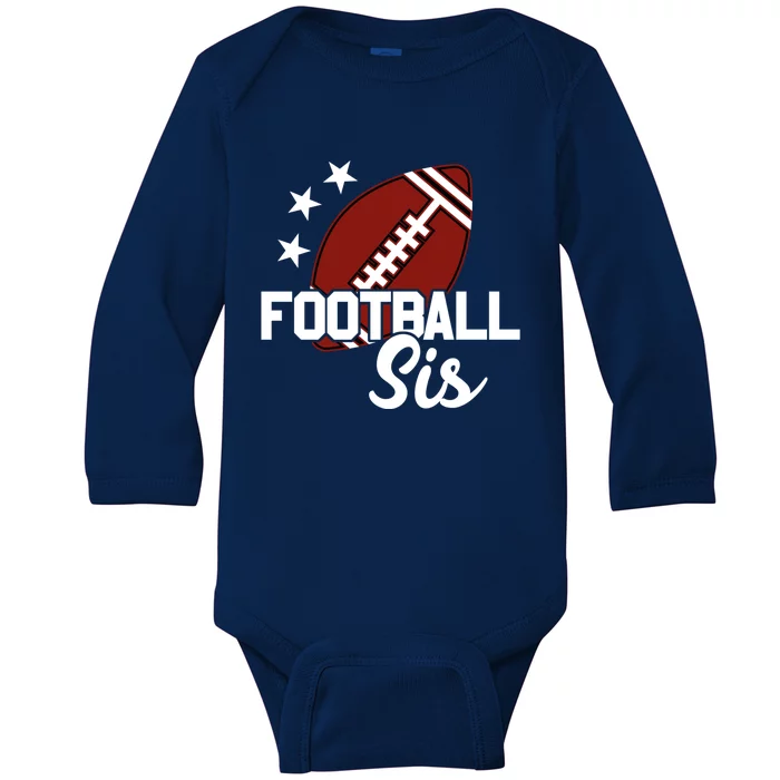 American Football Sis Gift Baby Long Sleeve Bodysuit