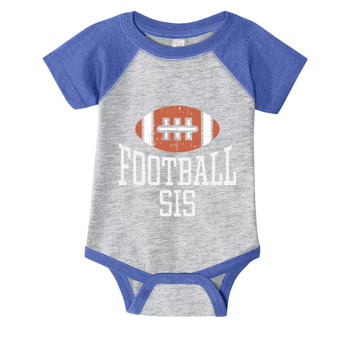 American Football Sis Vintage Gridiron Sports Lover Sister Cool Gift Infant Baby Jersey Bodysuit