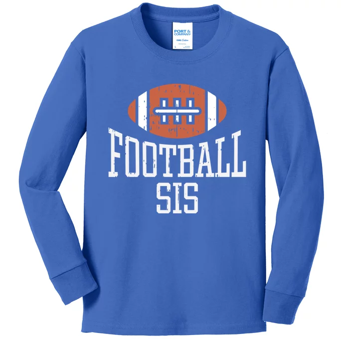 American Football Sis Vintage Gridiron Sports Lover Sister Cool Gift Kids Long Sleeve Shirt