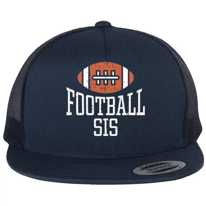 American Football Sis Vintage Gridiron Sports Lover Sister Cool Gift Flat Bill Trucker Hat