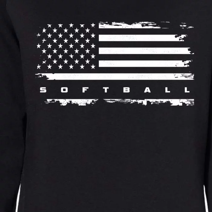 American Flag Softball Gift Softball Funny Gift Womens California Wash Sweatshirt