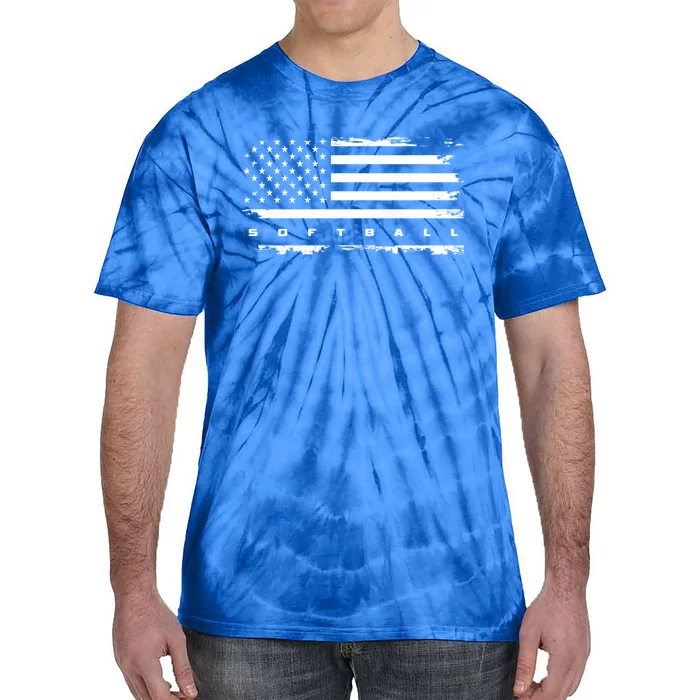 American Flag Softball Gift Softball Funny Gift Tie-Dye T-Shirt