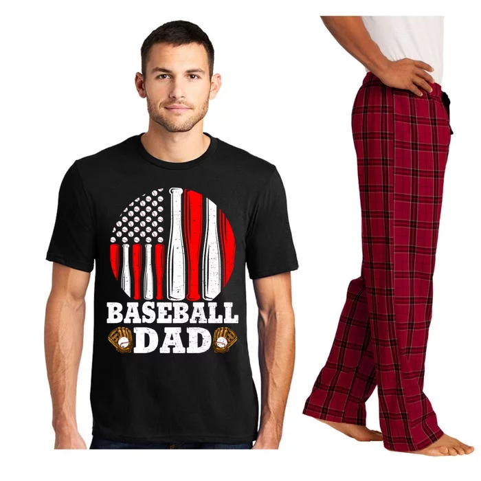 American Flag Softball Baseball Dad Ball Fathers Day Funny Gift Pajama Set