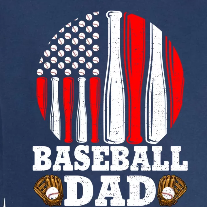 American Flag Softball Baseball Dad Ball Fathers Day Funny Gift Garment-Dyed Sweatshirt