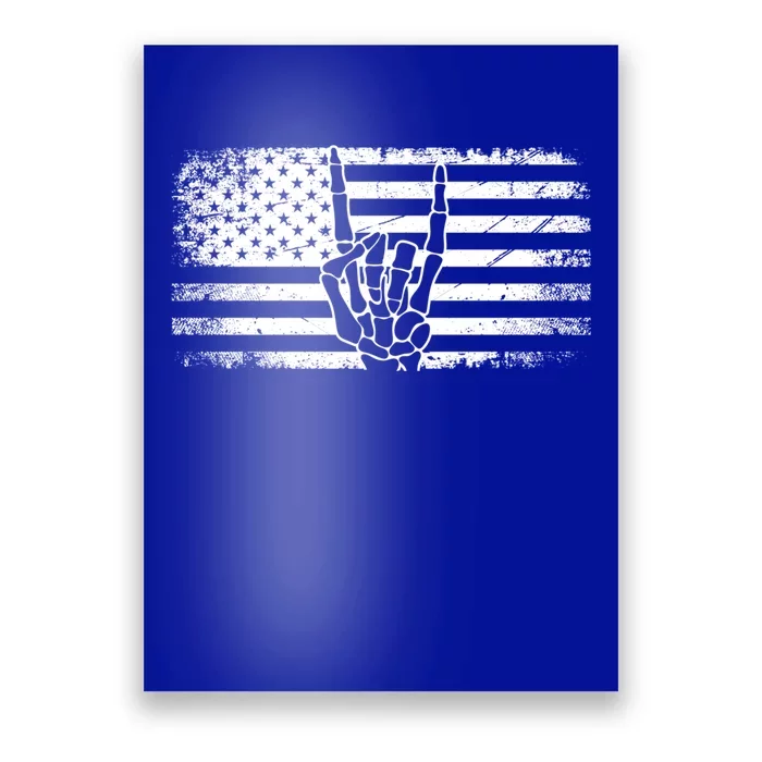 American Flag Skeleton Rock On Rock And Roll Great Gift Poster