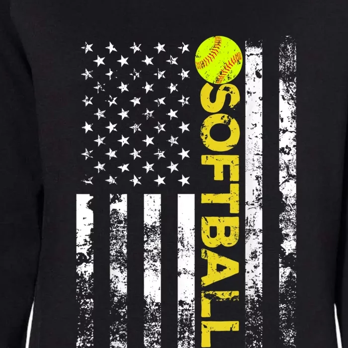 American Flag Softball Team Gift Womens California Wash Sweatshirt