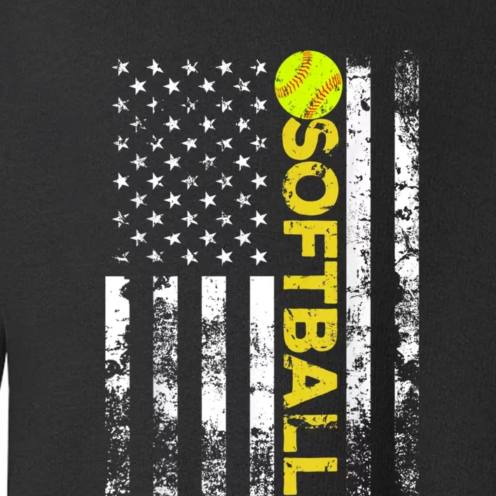 American Flag Softball Team Gift Toddler Sweatshirt