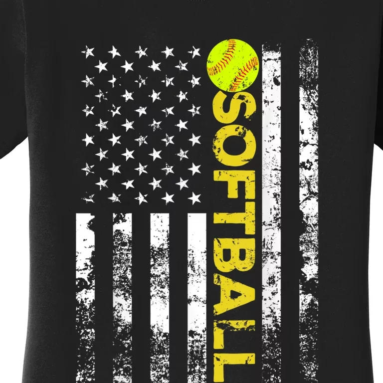 American Flag Softball Team Gift Women's T-Shirt