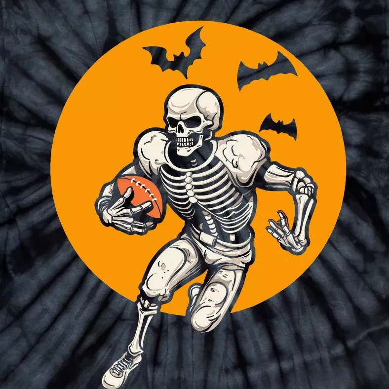 American Football Skeleton Halloween Football Fan Tie-Dye T-Shirt