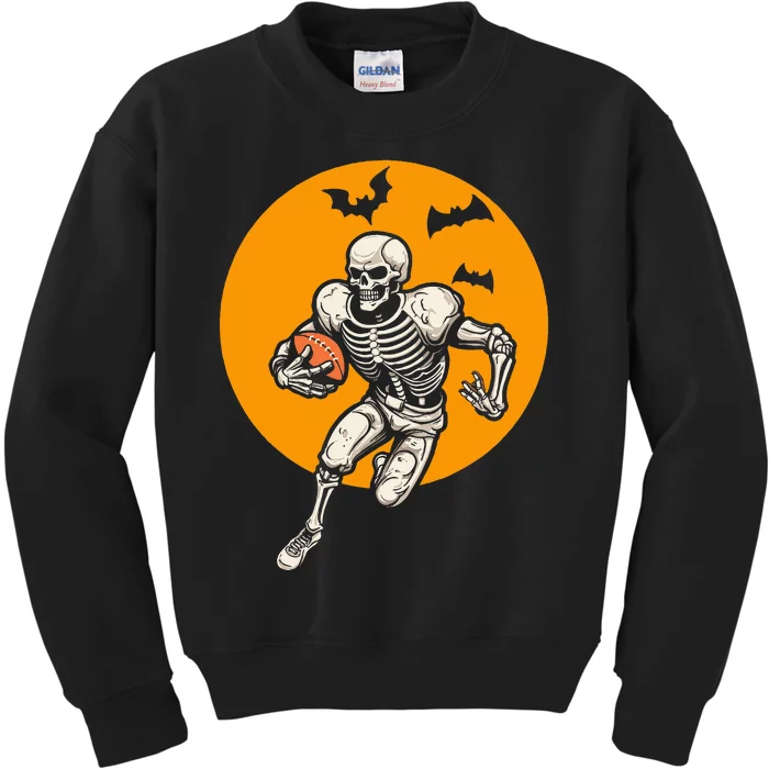 American Football Skeleton Halloween Football Fan Kids Sweatshirt