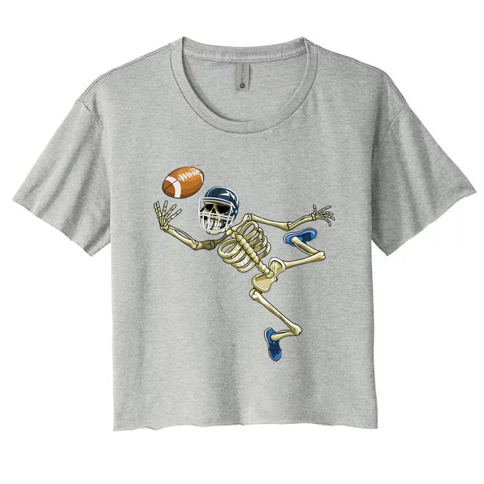 American Football Skeleton Halloween Football Fan Great Gift Women's Crop Top Tee