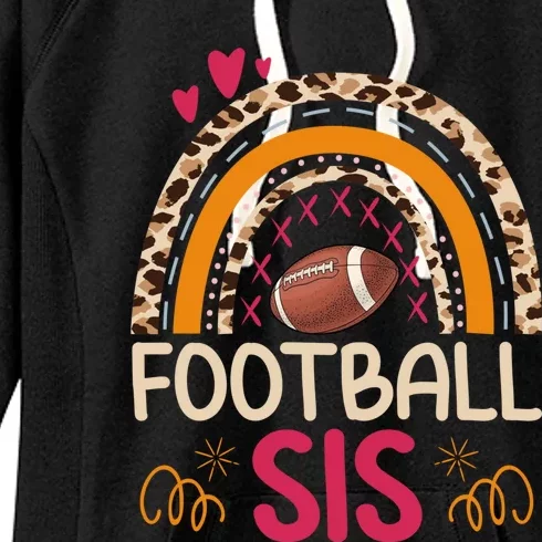 American Football Sis Family Matching Sister Leopard Rainbow Gift Women's Fleece Hoodie