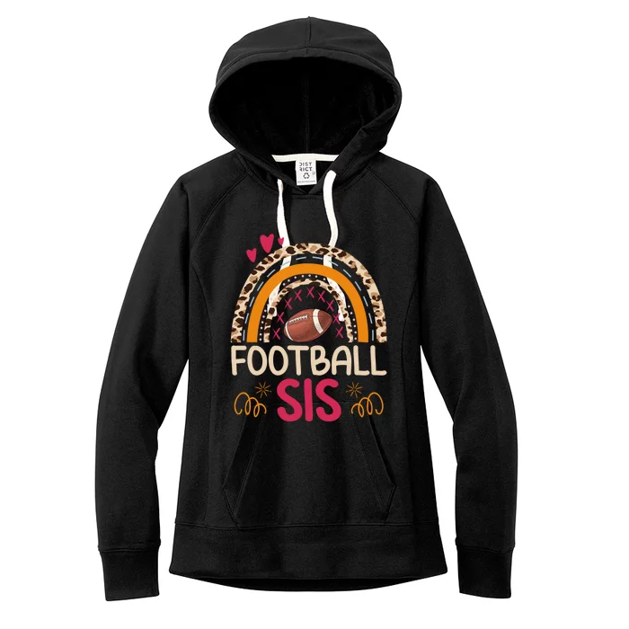 American Football Sis Family Matching Sister Leopard Rainbow Gift Women's Fleece Hoodie