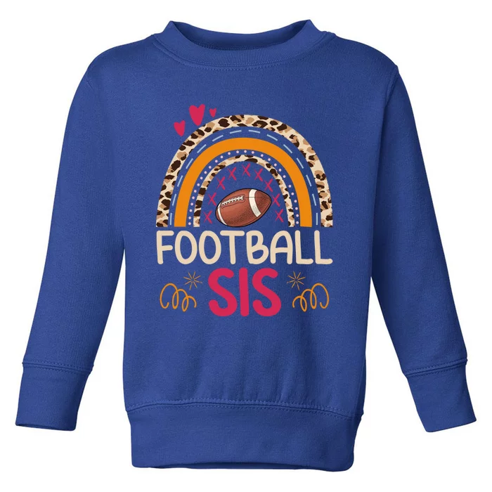 American Football Sis Family Matching Sister Leopard Rainbow Gift Toddler Sweatshirt