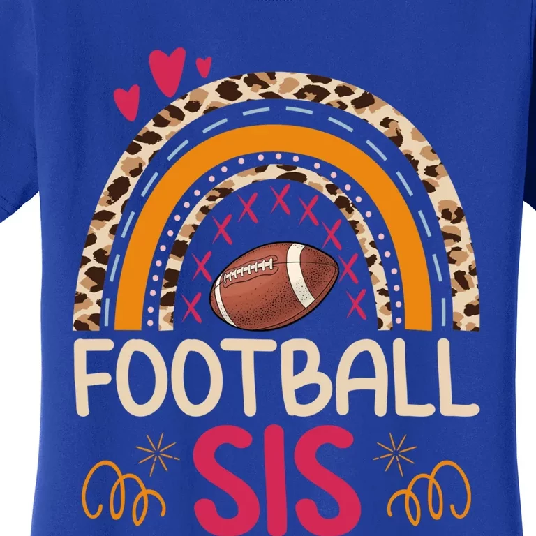 American Football Sis Family Matching Sister Leopard Rainbow Gift Women's T-Shirt