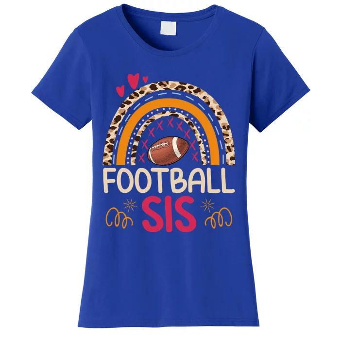 American Football Sis Family Matching Sister Leopard Rainbow Gift Women's T-Shirt