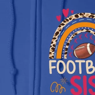 American Football Sis Family Matching Sister Leopard Rainbow Gift Full Zip Hoodie