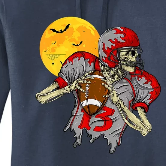 American Football Skeleton Halloween Football Fan Women's Pullover Hoodie