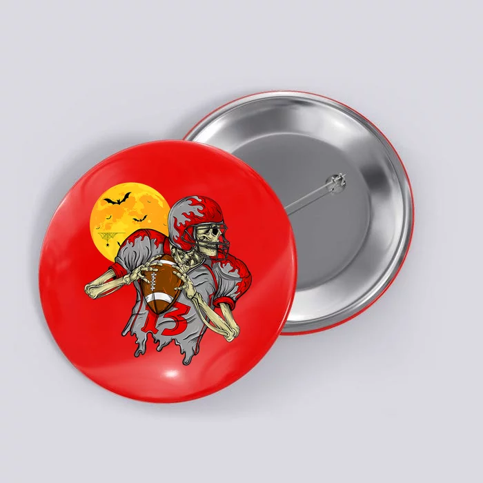 American Football Skeleton Halloween Football Fan Button