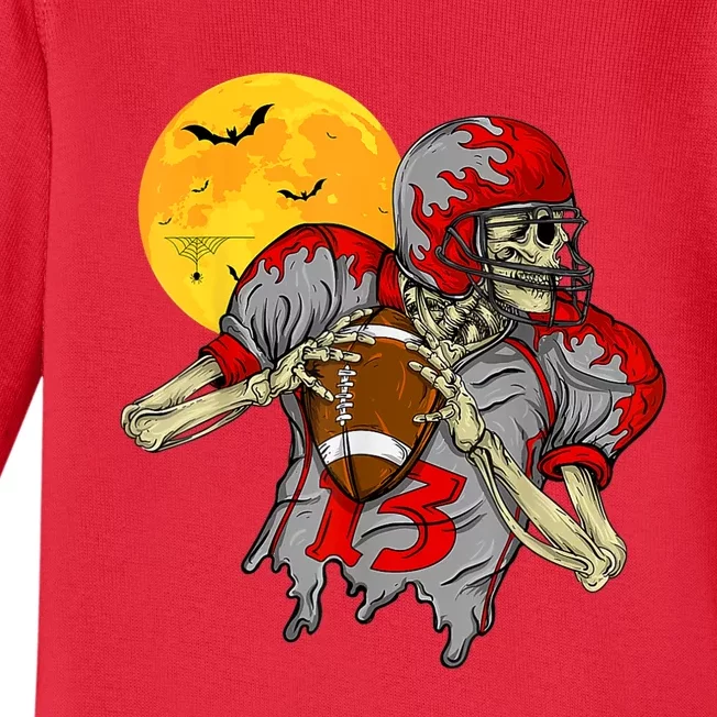 American Football Skeleton Halloween Football Fan Baby Long Sleeve Bodysuit