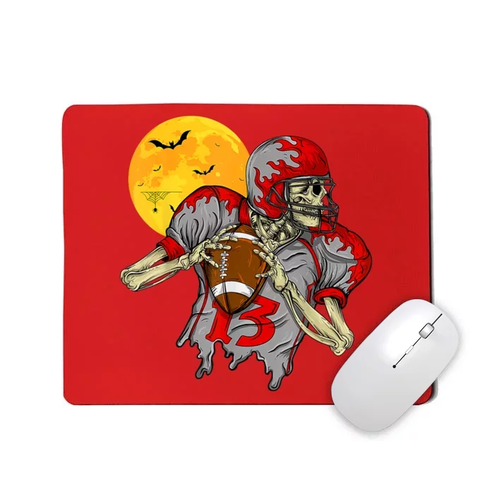 American Football Skeleton Halloween Football Fan Mousepad