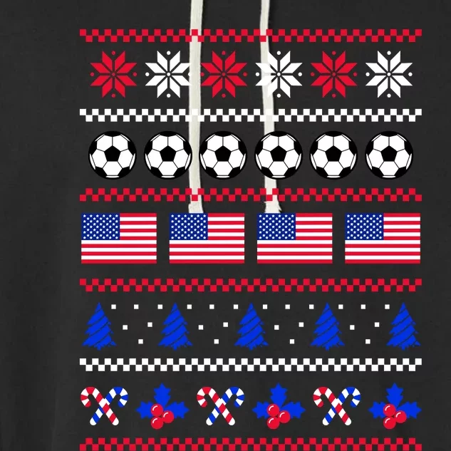 American Flag Soccer Ugly Christmas Sweater America USA Garment-Dyed Fleece Hoodie