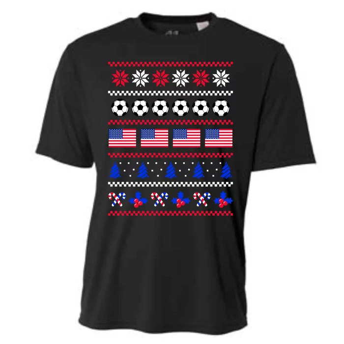 American Flag Soccer Ugly Christmas Sweater America USA Cooling Performance Crew T-Shirt