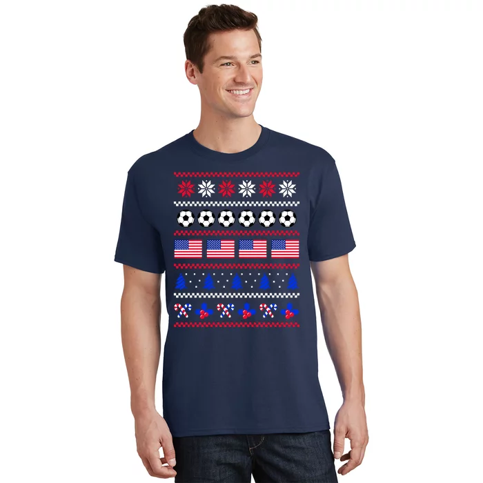 American Flag Soccer Ugly Christmas Sweater America USA T-Shirt