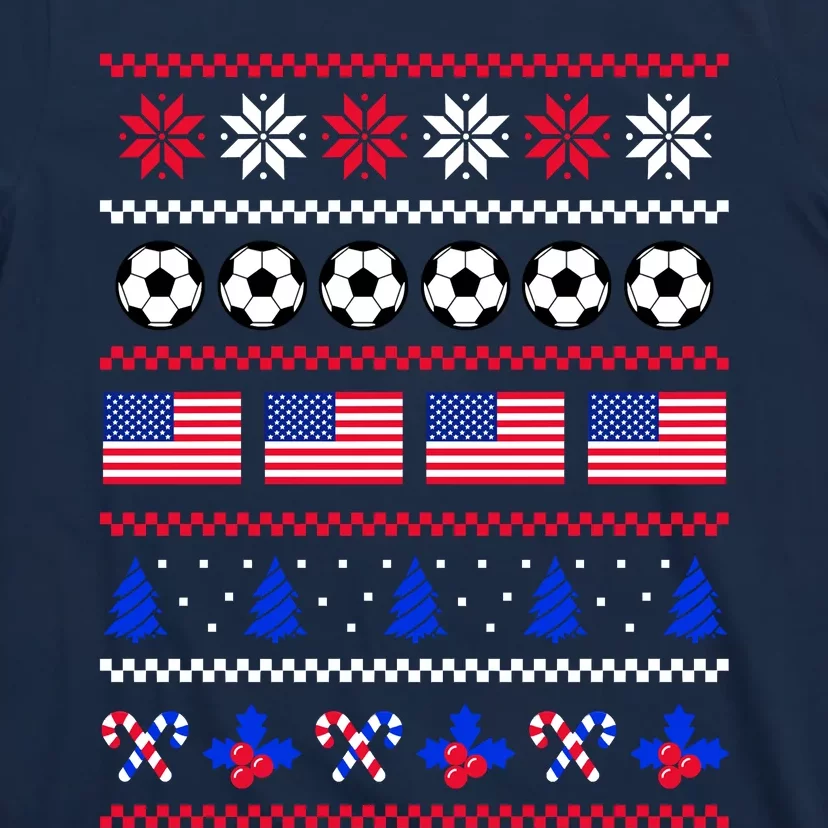 American Flag Soccer Ugly Christmas Sweater America USA T-Shirt