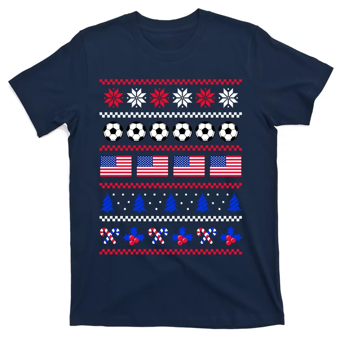 American Flag Soccer Ugly Christmas Sweater America USA T-Shirt